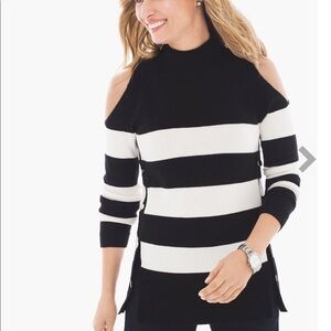 Chico's Black and White Striped Sweater